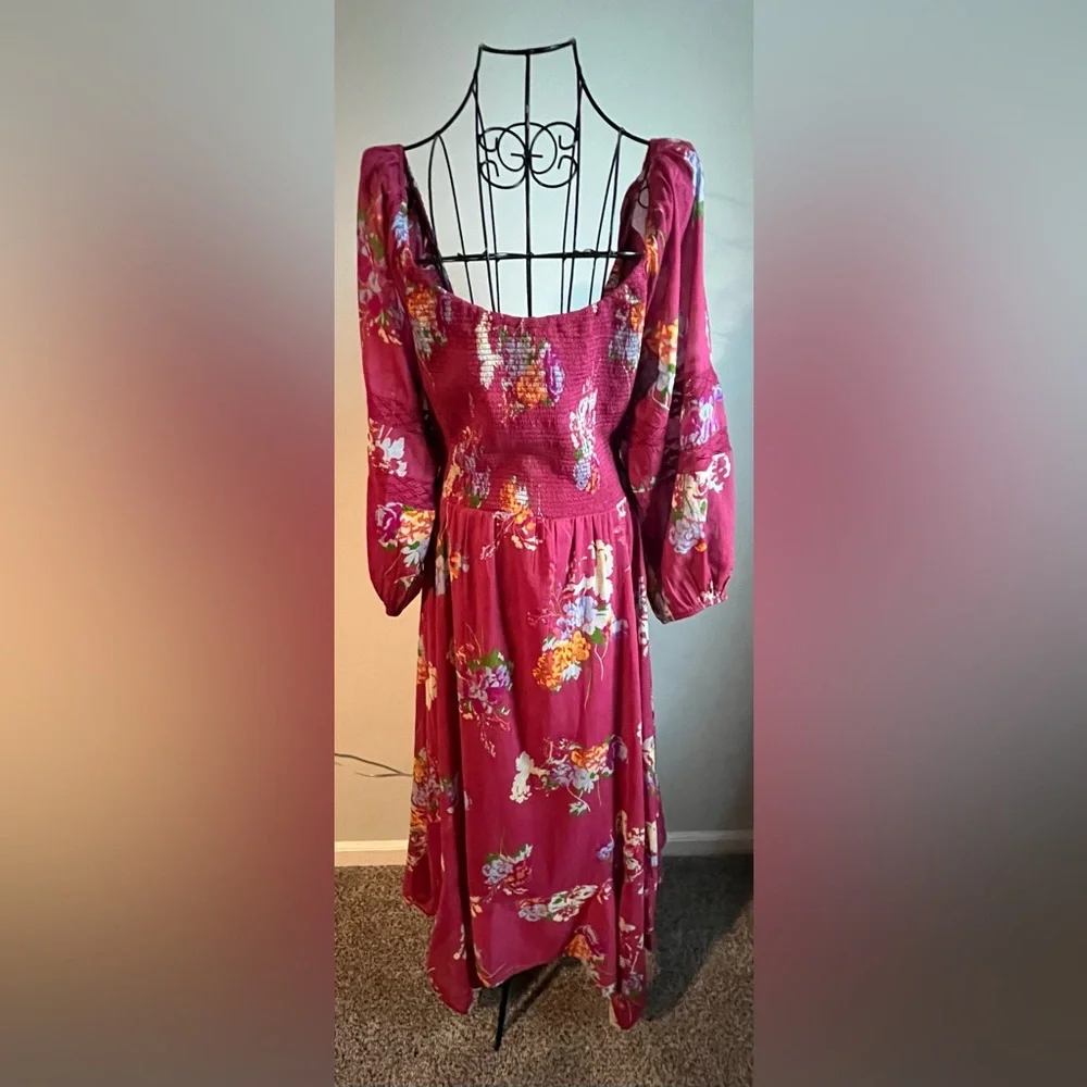 NWOT Free People Burgundy Floral Maxi Dress - Picture 3 of 8